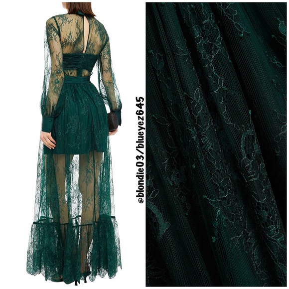 Self-Portrait Gathered Chantilly lace maxi dress UK4/US0 - Picture 2 of 6